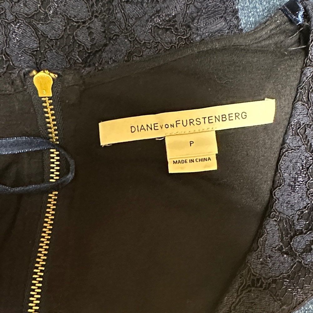 Diane Von Furstenberg Navy Lace Blouse